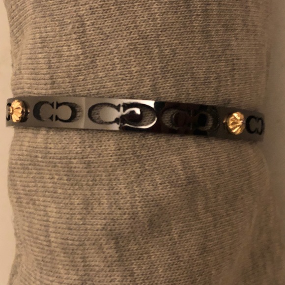 *RARE* COACH Signature C Two-Tone Bangle Bracelet Gunmetal & Gold - Picture 3 of 6
